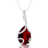 Teardrop Shaped Ruby Pendant Wrapped with Diamond Loop