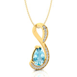 Designer Diamond Loop Pendant with Teardrop Shaped Aquamarine