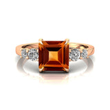 Princess Cut Citrine Graduating Accent Diamond Ring