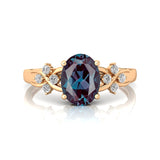 Criss Cross Diamond Ring with Oval Cut Alexandrite