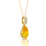 Illussion Set Diamond Pendant with Pear Cut Yellow Sapphire