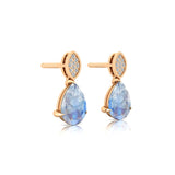 Illussion Set Diamond Earrings with Pear Cut Moonstone