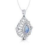 Art Deco Inspired Teardrop Moonstone Diamond Pendant