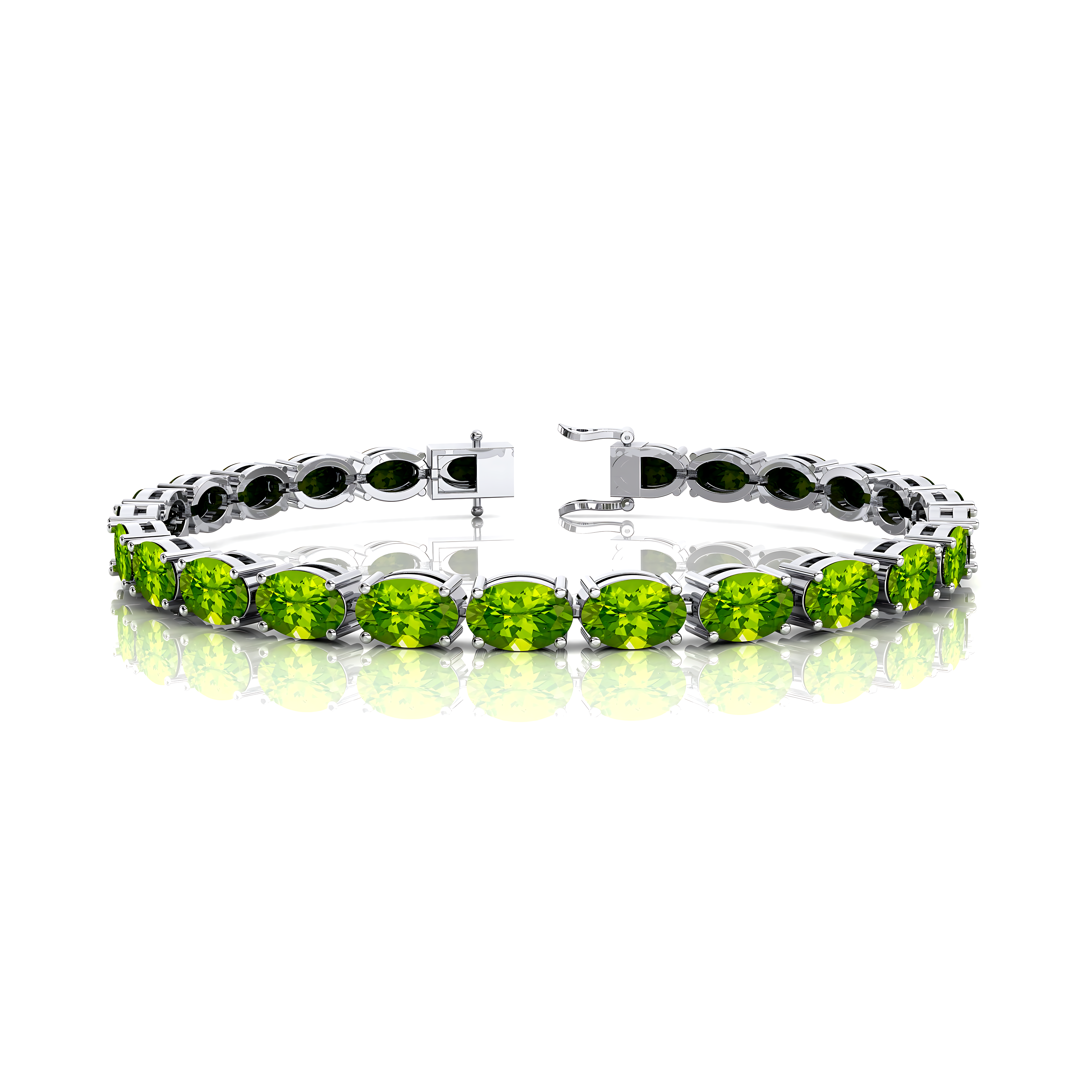 Peridot Tennis Bracelet 14k 18k Fine Yellow Gold Bridal Wedding Jewelry Engagement Gift For Mother - GeumJewels