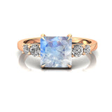 Princess Cut Moonstone Graduating Accent Diamond Ring