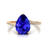 Twisted Up Down Band Pear Shaped Tanzanite Ring with Accent Diamonds