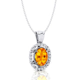 Vintage Style Oval Shaped Citrine Halo Set with Diamond Accents