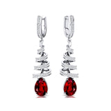 Spiral Diamond Pear Cut Ruby Dangle Earrings