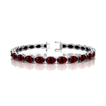Genuine Garnet Tennis Bracelet - 14k 18k Solid Rose Gold Bracelet Gemstone Fine Bridal Jewelry - GeumJewels