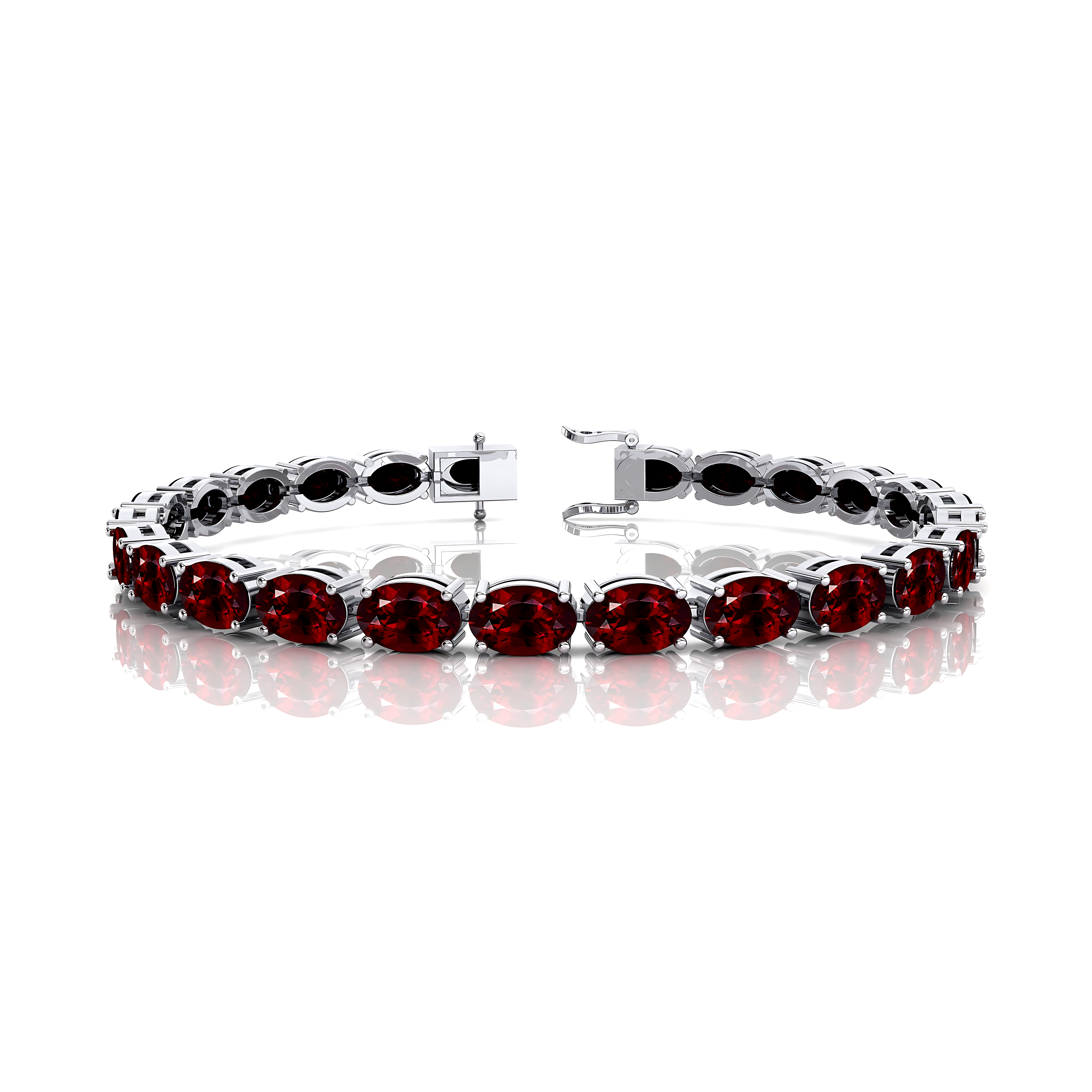 Genuine Garnet Tennis Bracelet - 14k 18k Solid Rose Gold Bracelet Gemstone Fine Bridal Jewelry - GeumJewels