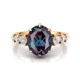 Oval Cut Alexandrite with Graduated Diamonds Ring