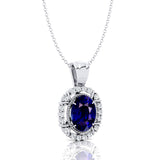 Vintage Style Oval Shaped Blue Sapphire Halo Set with Diamond Accents