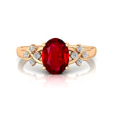 Criss Cross Diamond Ring with Oval Cut Ruby