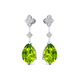 Teardrop Peridot Drop Earrings with Accent Diamonds