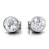 Lab Diamond Round Solitaire Bezel Set Stud Earrings