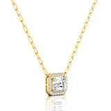 Emerald Cut Lab Diamond Halo Set Diamond Necklace