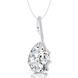 Teardrop Shaped Lab Diamond Pendant Wrapped with Diamond Loop