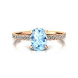 Long Cushion Aquamarine Thin Diamond Promise Ring