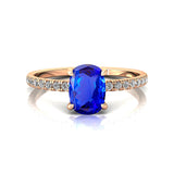 Long Cushion Tanzanite Thin Diamond Promise Ring