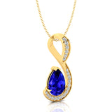 Designer Diamond Loop Pendant with Teardrop Shaped Tanzanite