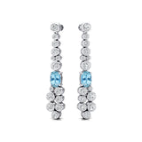 Elongated Cushion Aquamarine Bezel Set Diamond Drop Earrings