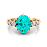 Oval Cut Paraiba Tourmaline with Graduated Diamonds Ring