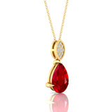 Illussion Set Diamond Pendant with Pear Cut Ruby