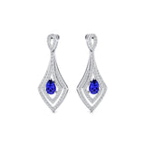 Vintage Inspired Pear Cut Tanzanite Diamond Drop Earrings