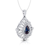 Art Deco Inspired Teardrop Alexandrite Diamond Pendant