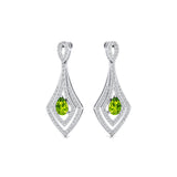 Vintage Inspired Pear Cut Peridot Diamond Drop Earrings