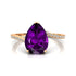 Twisted Up Down Band Pear Shaped Amethyst Ring with Accent Diamonds - GeumJewels
