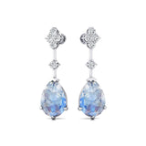 Teardrop Moonstone Drop Earrings with Accent Diamonds