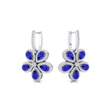 Pear Shaped Tanzanite Flower Diamond Leverback Earrings