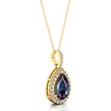 Alexandrite Teardrop Pendant with Diamond Halo