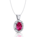 Vintage Style Oval Shaped Pink Sapphire Halo Set with Diamond Accents