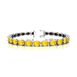 Yellow Sapphire Gold Tennis Bracelet - 14k 18k Solid Yellow Gold Green Gemstone Fine Bridal Wedding Jewelry Gift for Her - GeumJewels