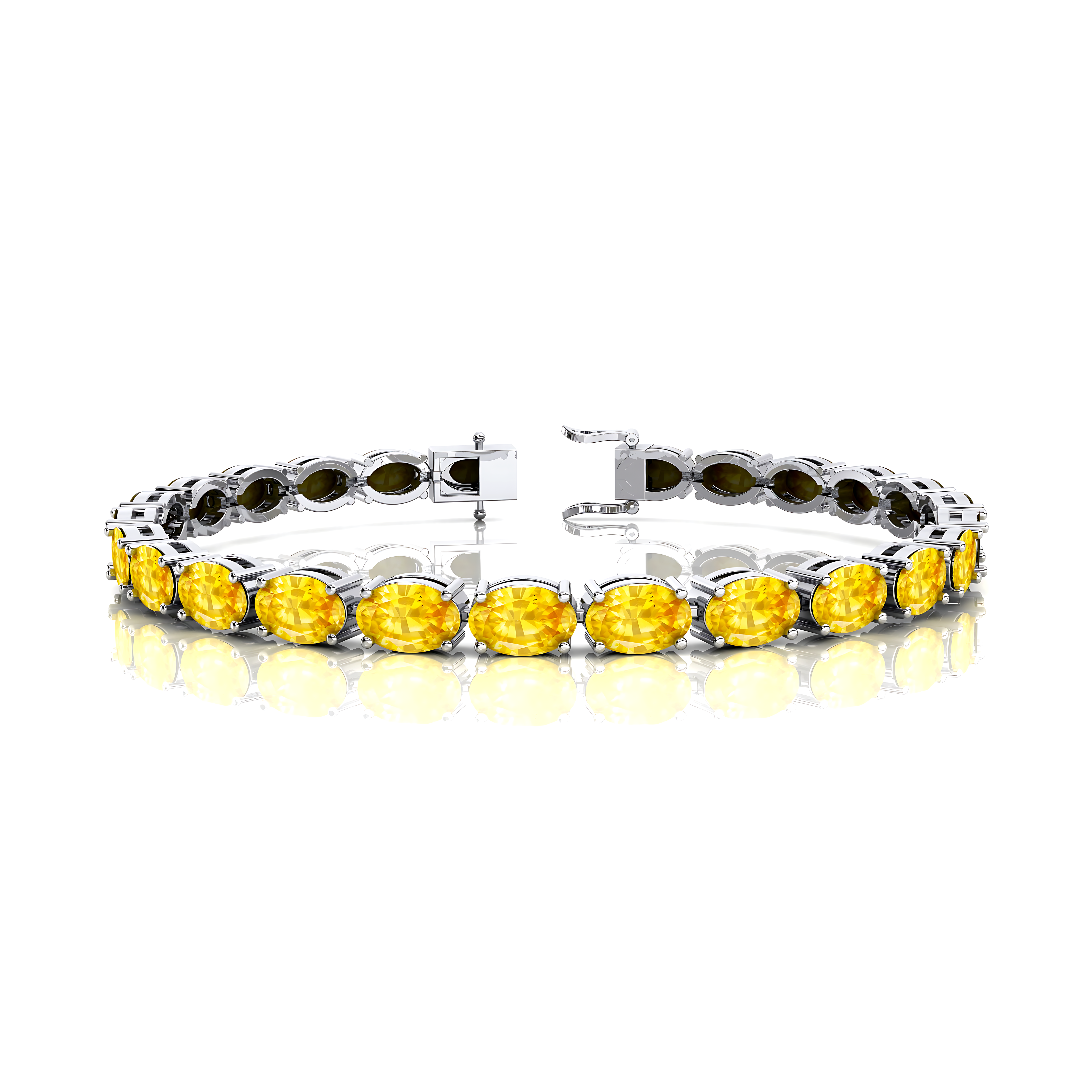 Yellow Sapphire Gold Tennis Bracelet - 14k 18k Solid Yellow Gold Green Gemstone Fine Bridal Wedding Jewelry Gift for Her - GeumJewels