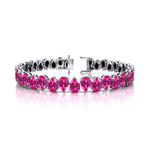 14kt Solid Gold Pink Sapphire Tennis Bracelet: Dainty Pear Teardrop Gemstone Bridal Jewelry - GeumJewels