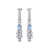 Elongated Cushion Moonstone Bezel Set Diamond Drop Earrings