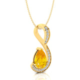 Designer Diamond Loop Pendant with Teardrop Shaped Yellow Sapphire