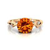 Criss Cross Nature Inspired Diamond Ring  with Round Citrine