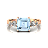 Princess Cut Aquamarine Graduating Accent Diamond Ring