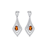 Vintage Inspired Pear Cut Citrine Diamond Drop Earrings