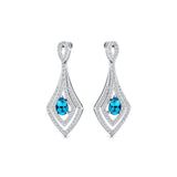 Vintage Inspired Pear Cut Swiss Blue Topaz Diamond Drop Earrings