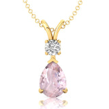 Morganite Teardrop Pendant with Solitaire Diamond