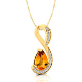 Designer Diamond Loop Pendant with Teardrop Shaped Citrine