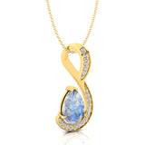 Designer Diamond Loop Pendant with Teardrop Shaped Moonstone