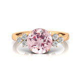 Trio Diamond Engagement Ring with Round Solitaire Morganite