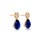 Illussion Set Diamond Earrings with Pear Cut Blue Sapphire