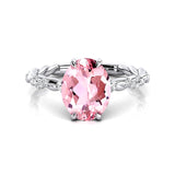 Oval Solitaire Morganite Ring with Twisted Wire Diamond Band